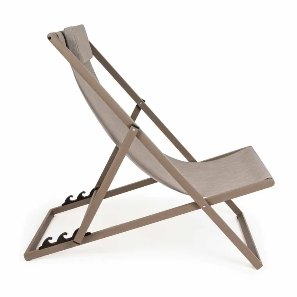 Outdoor Deckchair in Aluminium with Seat in Textilene, 4 Pieces - Kailua Viadurini
