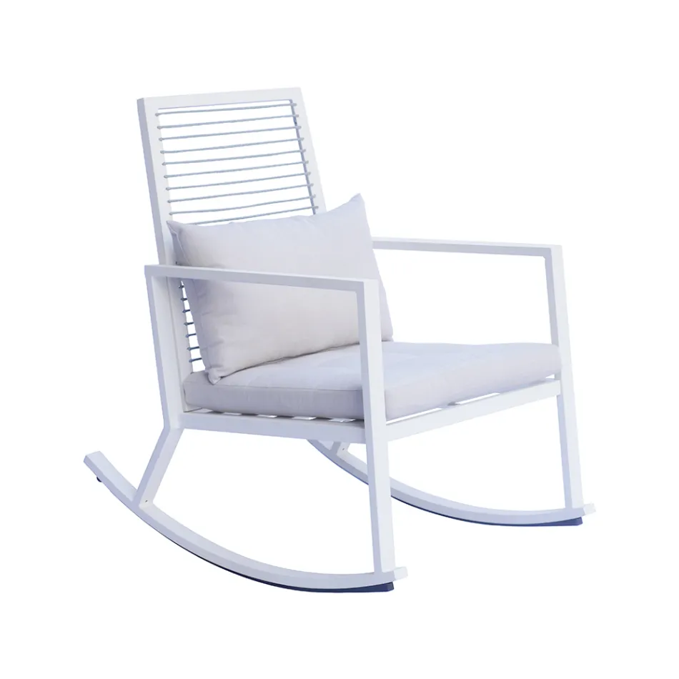 Outdoor Aluminium Rocking Chair with Padded Cushion - Brontolo Viadurini