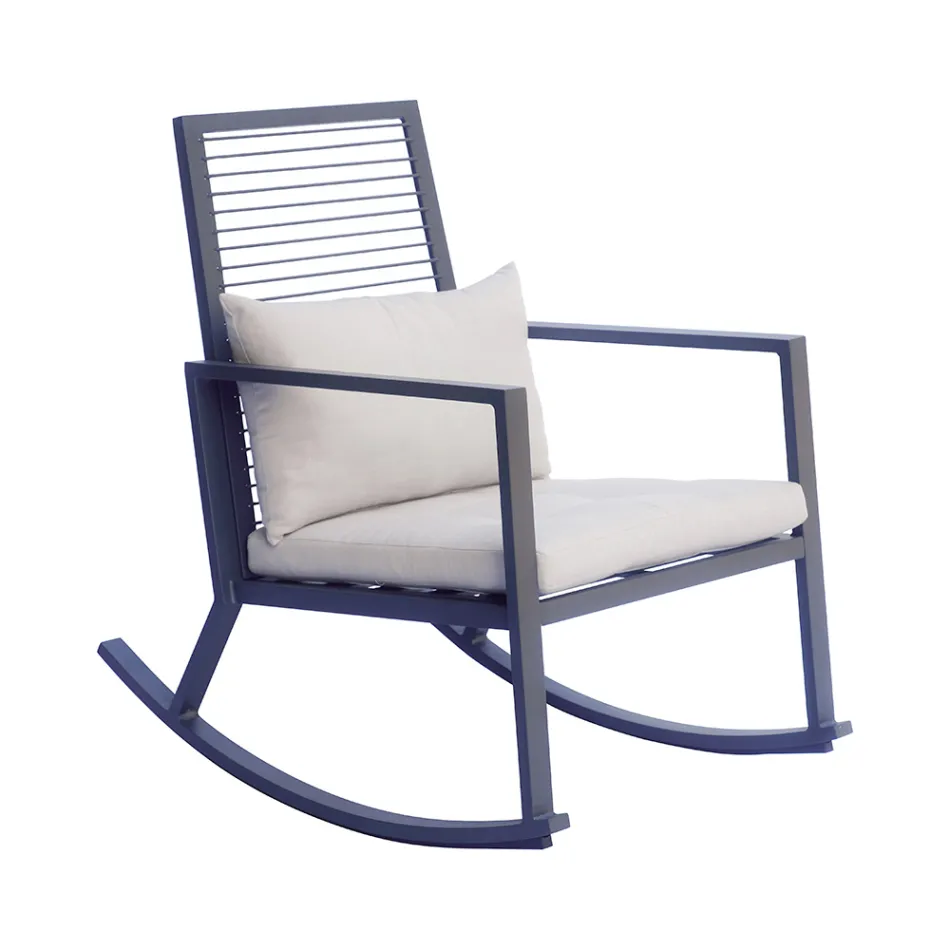 Outdoor Aluminium Rocking Chair with Padded Cushion - Brontolo Viadurini