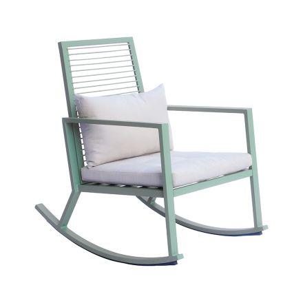 Outdoor Aluminium Rocking Chair with Padded Cushion - Brontolo Viadurini