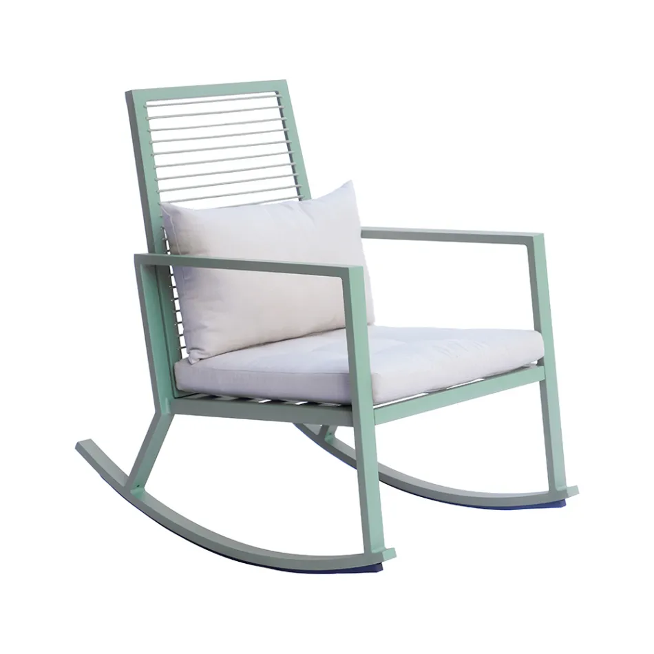 Outdoor Aluminium Rocking Chair with Padded Cushion - Brontolo Viadurini