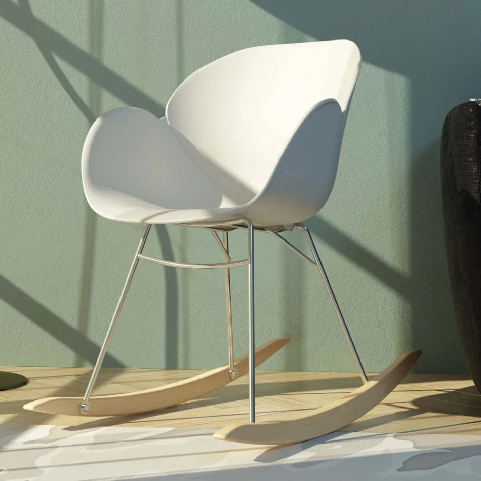 Rocking Chair for Lounge in Metal and Polypropylene, 2 Pieces - Lorena Viadurini