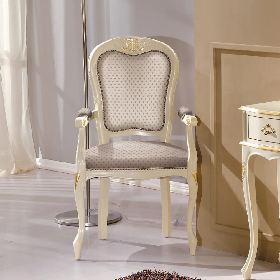 Head of the Table Chair in Wood Upholstered in Fabric Made in Italy - Majesty Viadurini