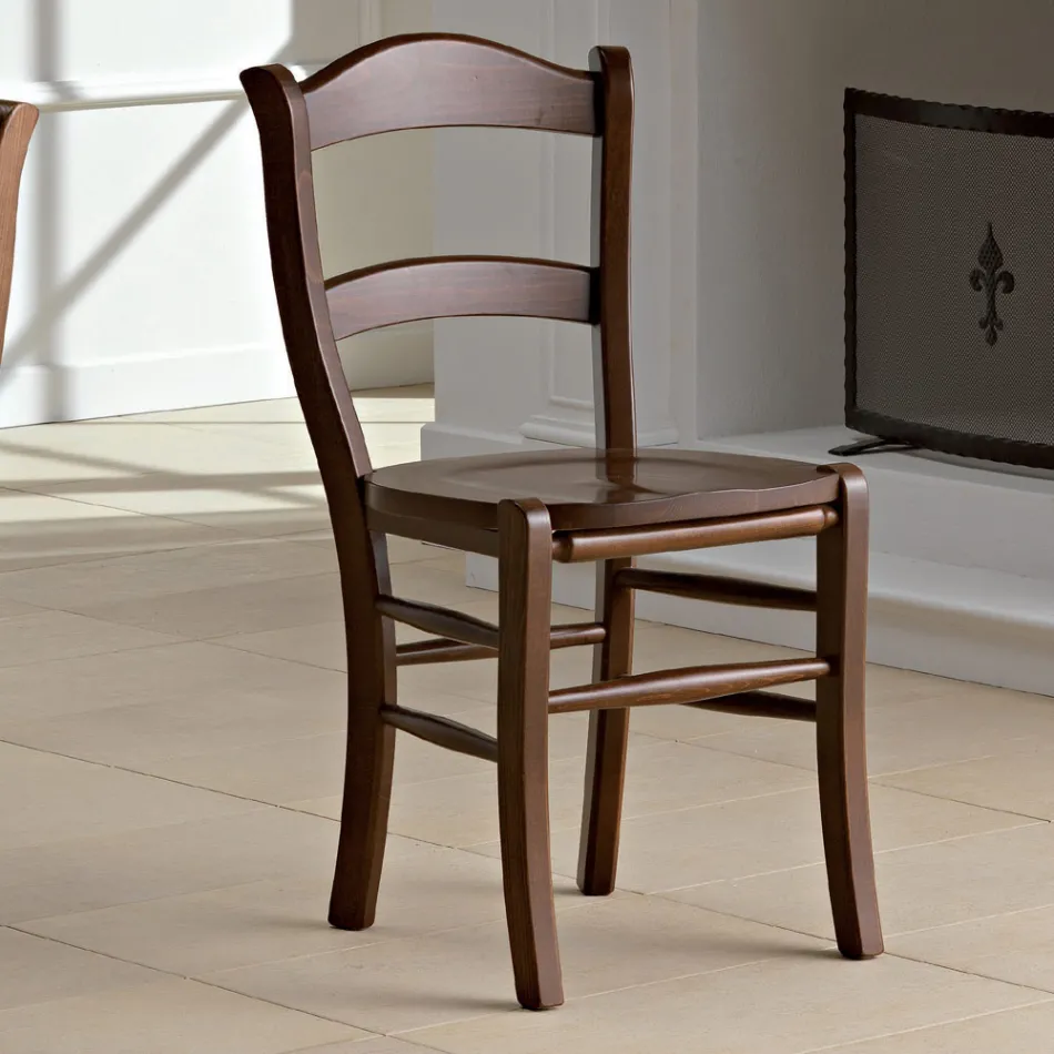 Classic Kitchen Chair in Real Straw and Wood Italian Design - Monika Viadurini