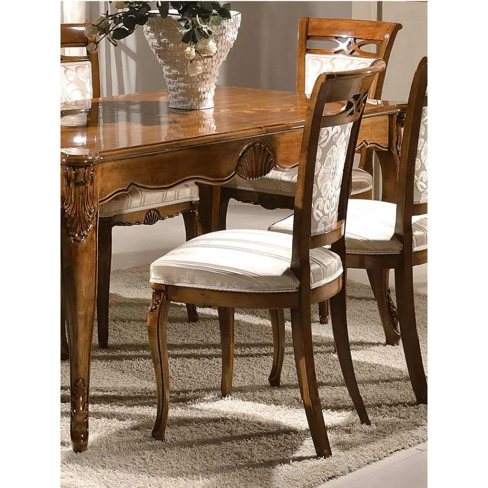 Classic Upholstered Chair in Walnut or White Wood Made in Italy - Caligola Viadurini