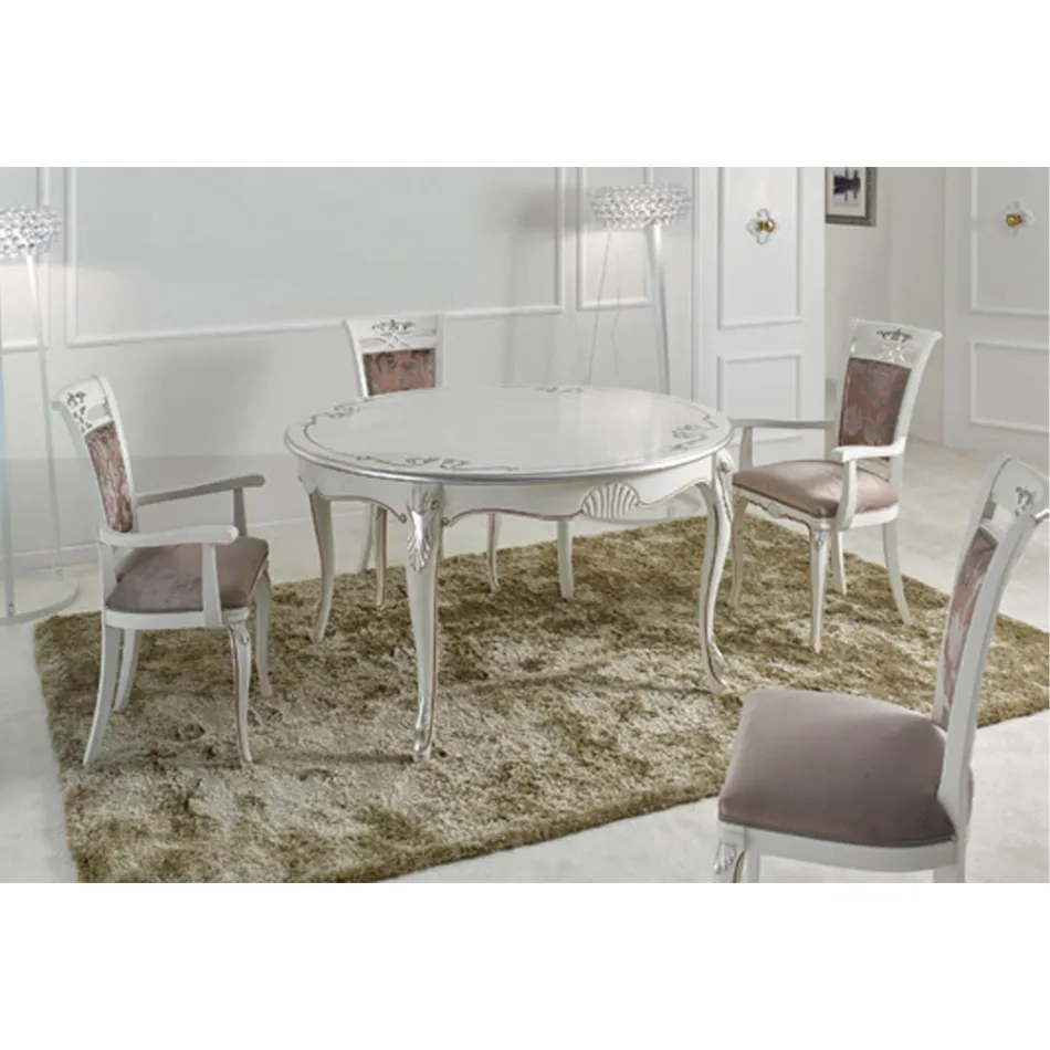 Classic Upholstered Chair in Walnut or White Wood Made in Italy - Caligola Viadurini