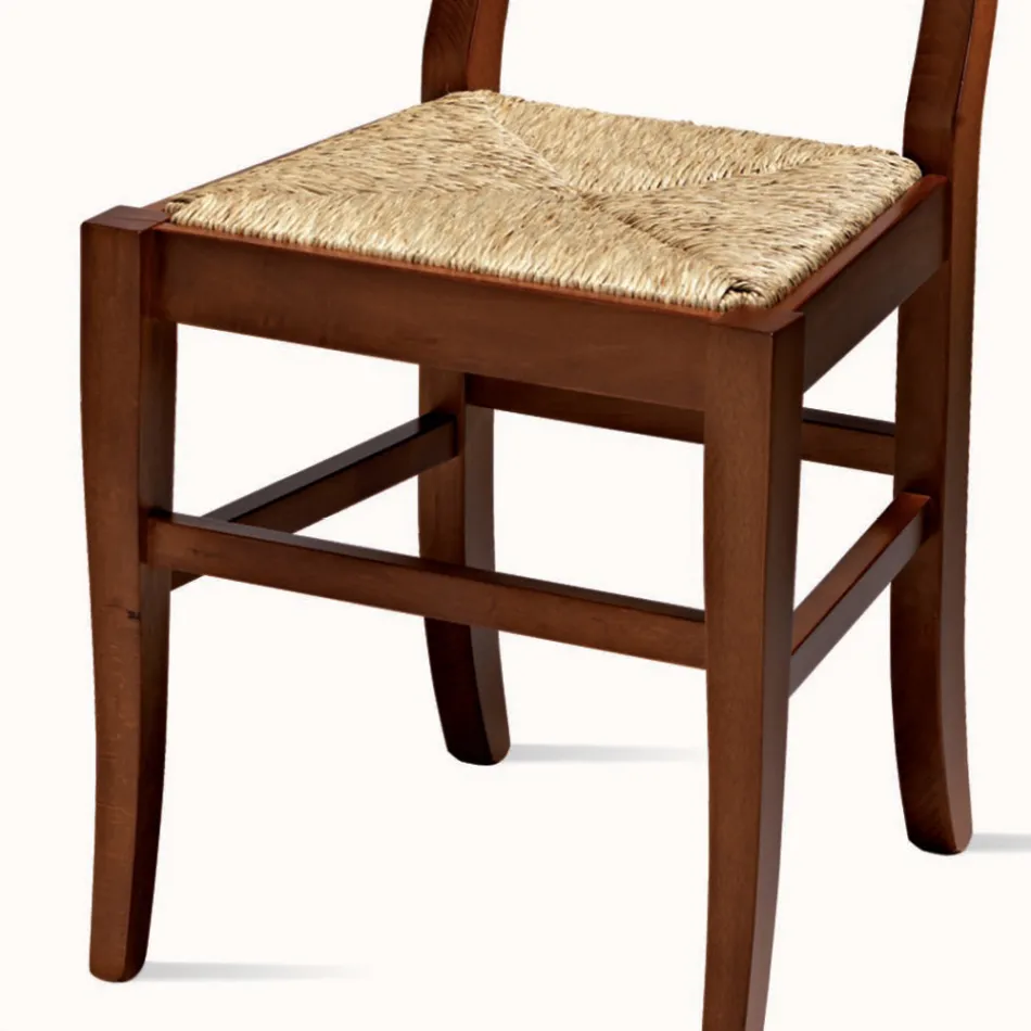 Classic Chair in Beech Wood and Straw Made in Italy Design - Claudie Viadurini