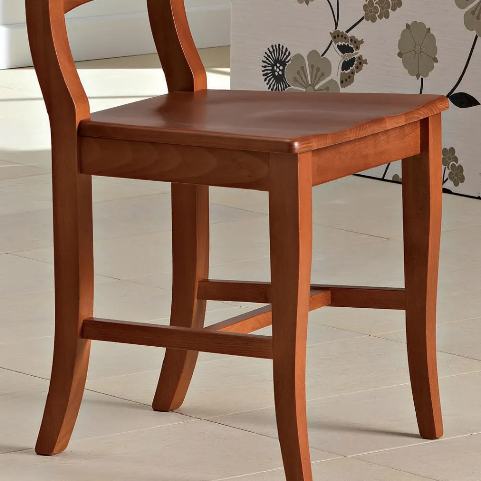 Classic Chair in Solid Beech Wood of Italian Design - Baptiste Viadurini