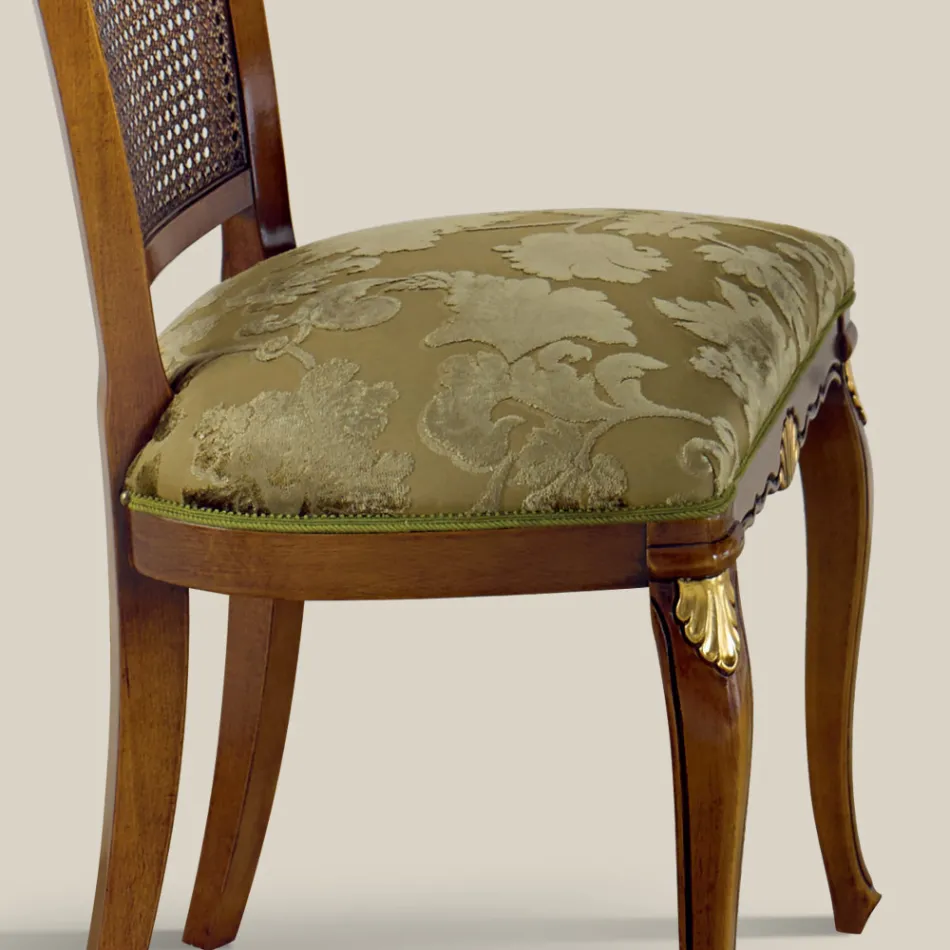 Classic Walnut Wood Chair with Padded Seat Made in Italy - Baroque Viadurini