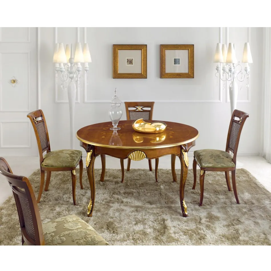 Classic Walnut Wood Chair with Padded Seat Made in Italy - Baroque Viadurini