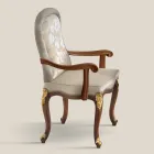 Classic Chair in Walnut Wood and Padded Fabric Made in Italy - Baroque Viadurini