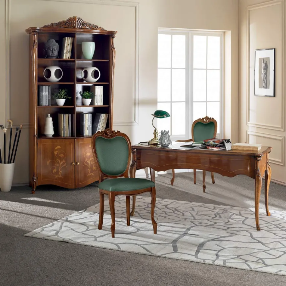 Classic Chair in Walnut or Gold Upholstered Wood Made in Italy - Imperator Viadurini