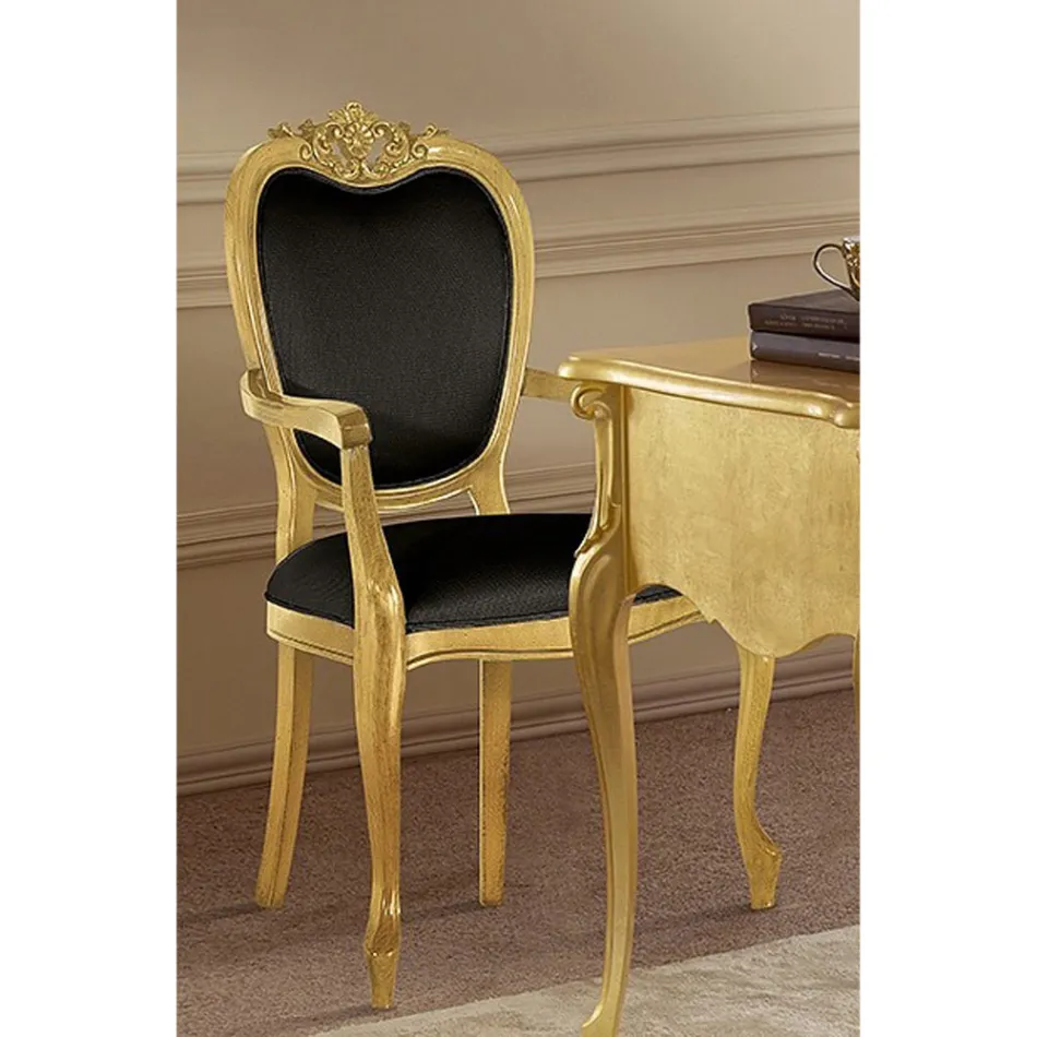 Classic Chair in Walnut or Gold Upholstered Wood Made in Italy - Imperator Viadurini