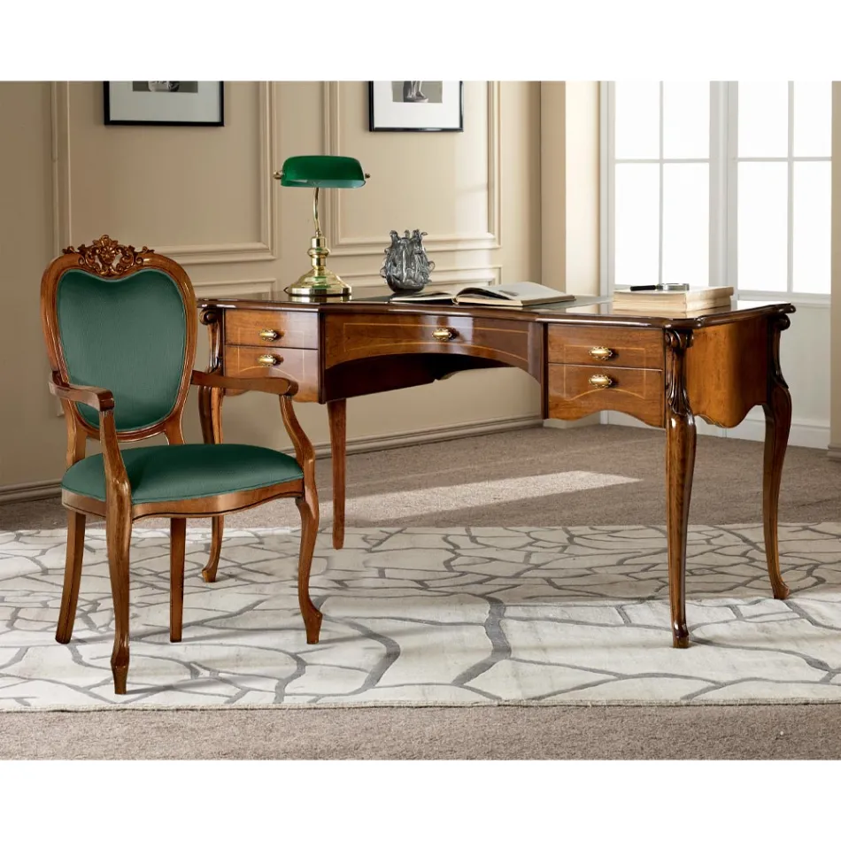 Classic Chair in Walnut or Gold Upholstered Wood Made in Italy - Imperator Viadurini