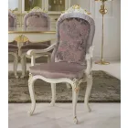 Classic Chair White Wood and Upholstered Fabric Made in Italy - Baroque Viadurini