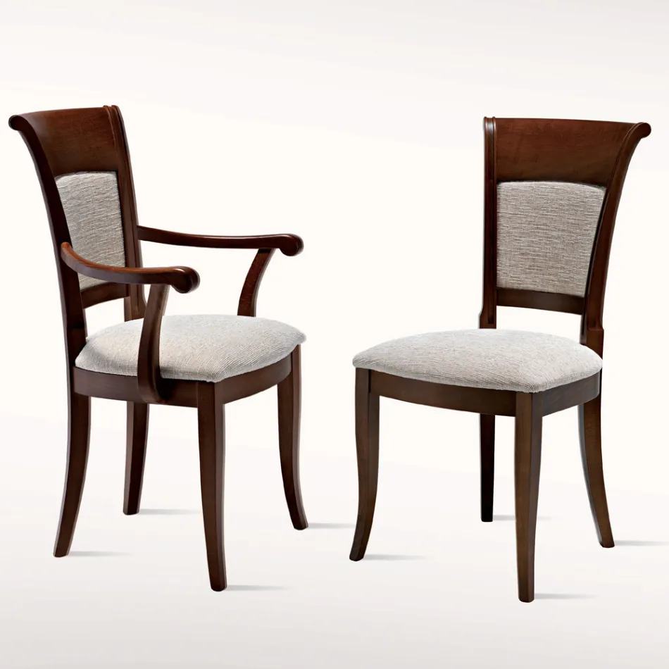 Classic Chair Beech Wood and Fabric Elegant Italian Design - Murray Viadurini
