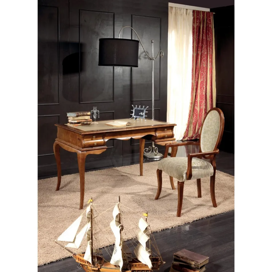 Classic Chair Wood and Fabric With or Without Armrests Made in Italy - Ellie Viadurini