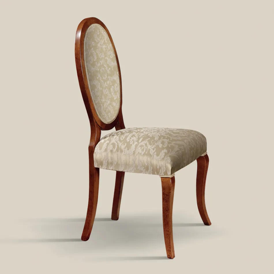 Classic Chair Wood and Fabric With or Without Armrests Made in Italy - Ellie Viadurini