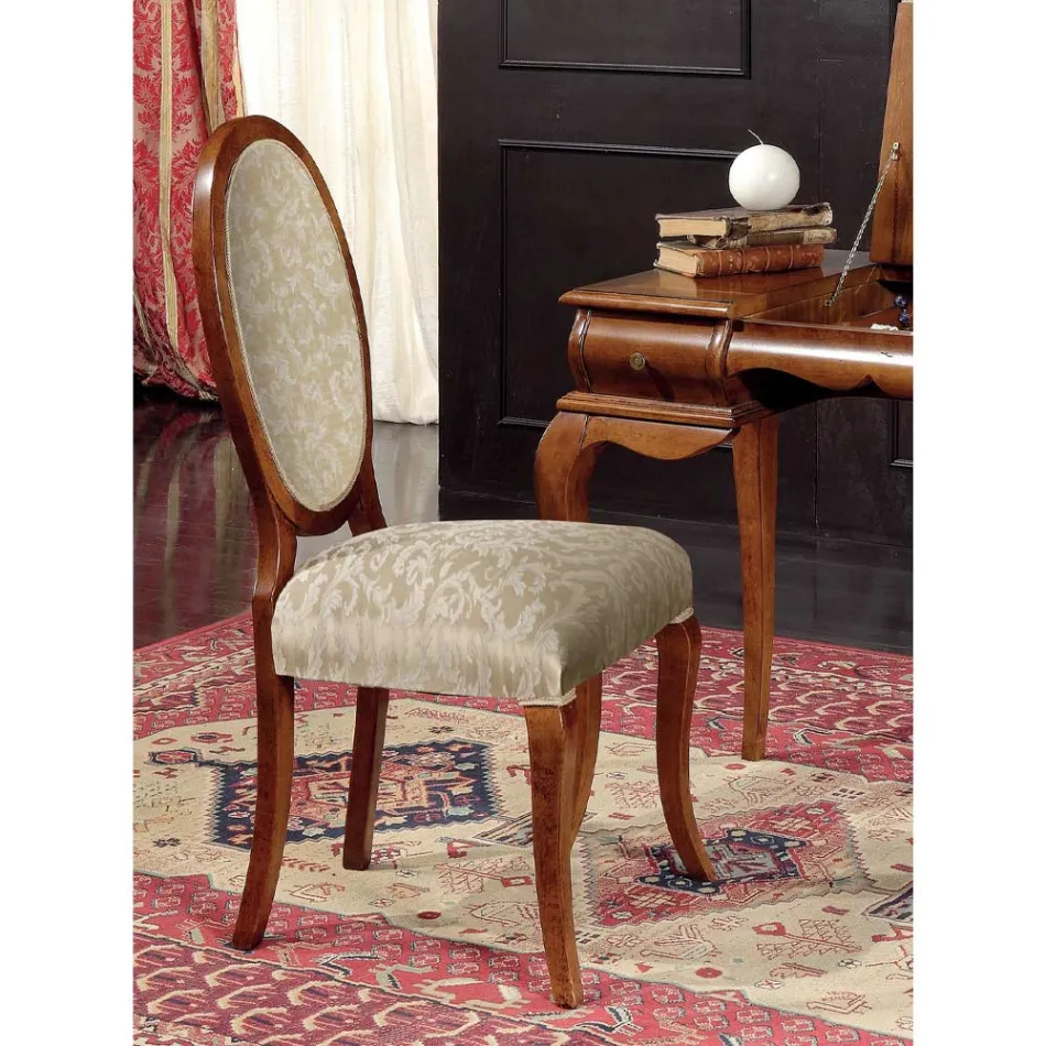 Classic Chair Wood and Fabric With or Without Armrests Made in Italy - Ellie Viadurini