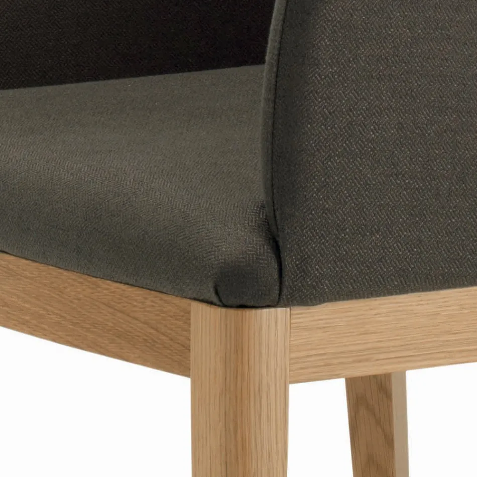Chair with Armrests with Wooden Legs and Padded Seat Made in Italy - Bari Viadurini