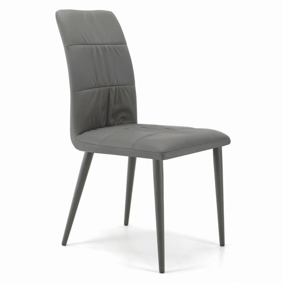 Chair with Lacquered Steel Legs and Upholstered Seat Made in Italy - Brescia Viadurini