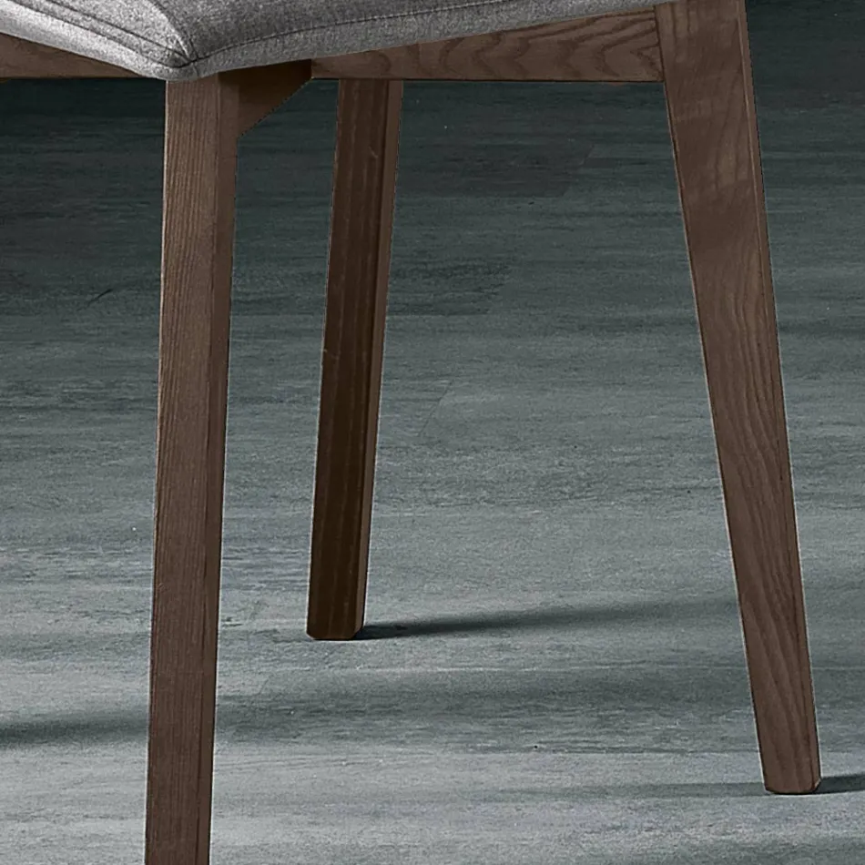 Chair with Wooden Legs and Monocoque Fabric Seat Made in Italy - Hinata Viadurini
