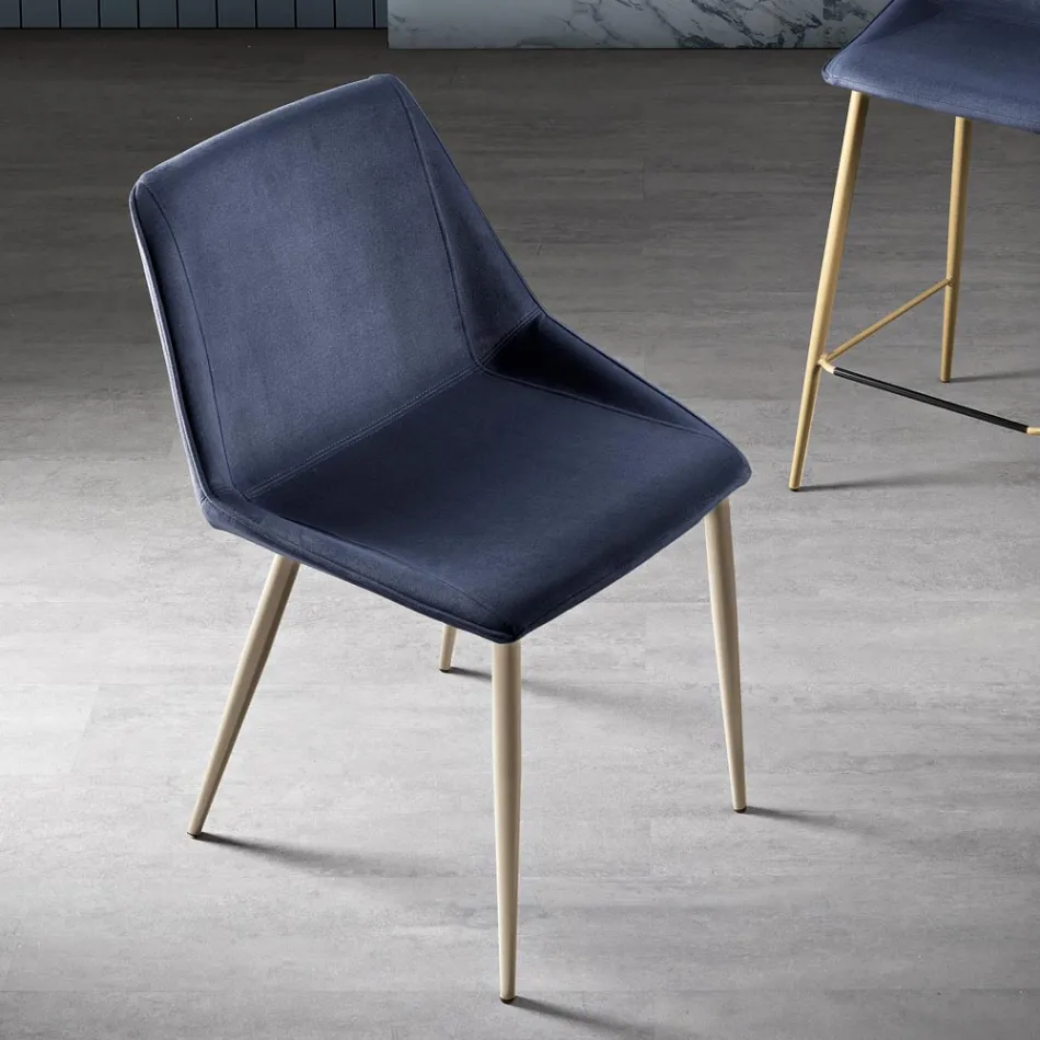 Chair with Metal Legs and Monocoque Fabric Seat Made in Italy - Hinata Viadurini