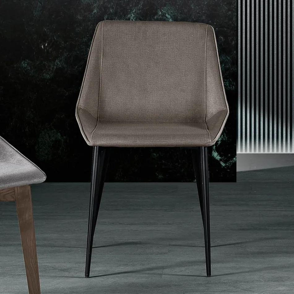 Chair with Metal Legs and Monocoque Fabric Seat Made in Italy - Hinata Viadurini
