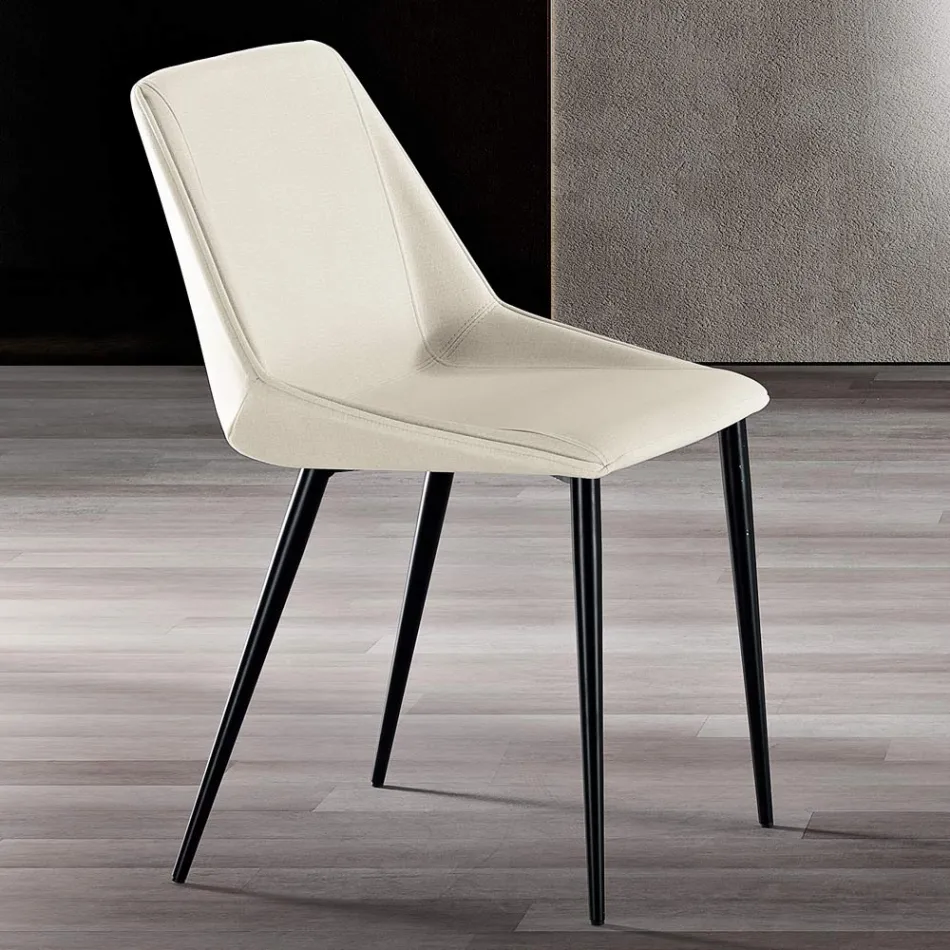 Chair with Metal Legs and Monocoque Fabric Seat Made in Italy - Hinata Viadurini