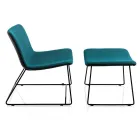 Chair with Footrest in Vulcano Fabric and Metal Legs Made in Italy - Amane Viadurini