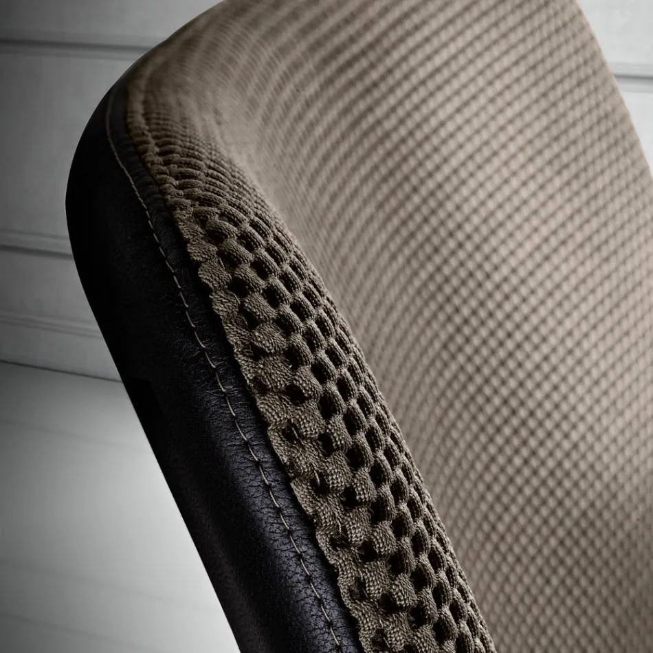 Chair with Footrest in Vulcano Fabric and Metal Legs Made in Italy - Amane Viadurini