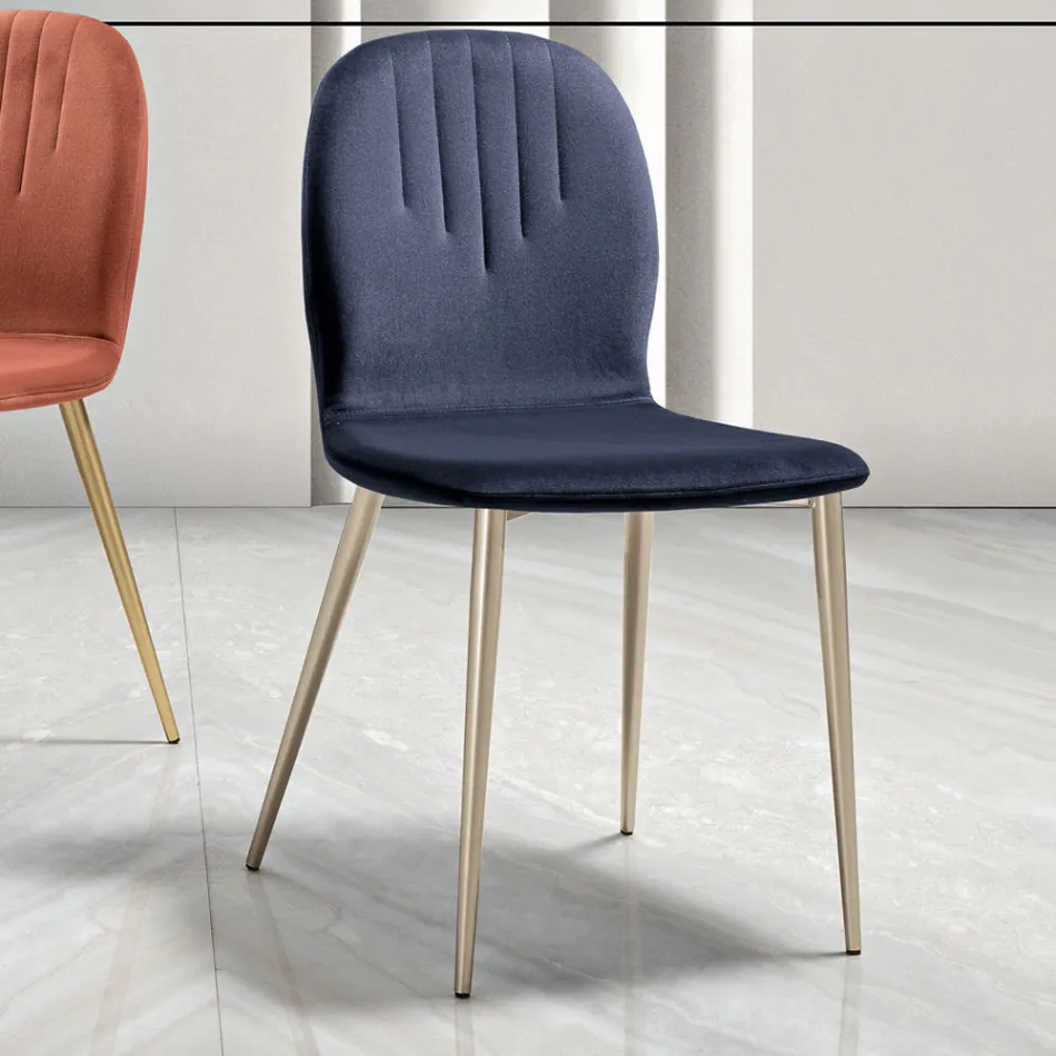 Chair with Monocoque Fabric Seat and Conical Legs Made in Italy - Nezoku Viadurini