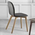 Chair with Monocoque Fabric Seat and Wooden Legs Made in Italy - Nezoku
