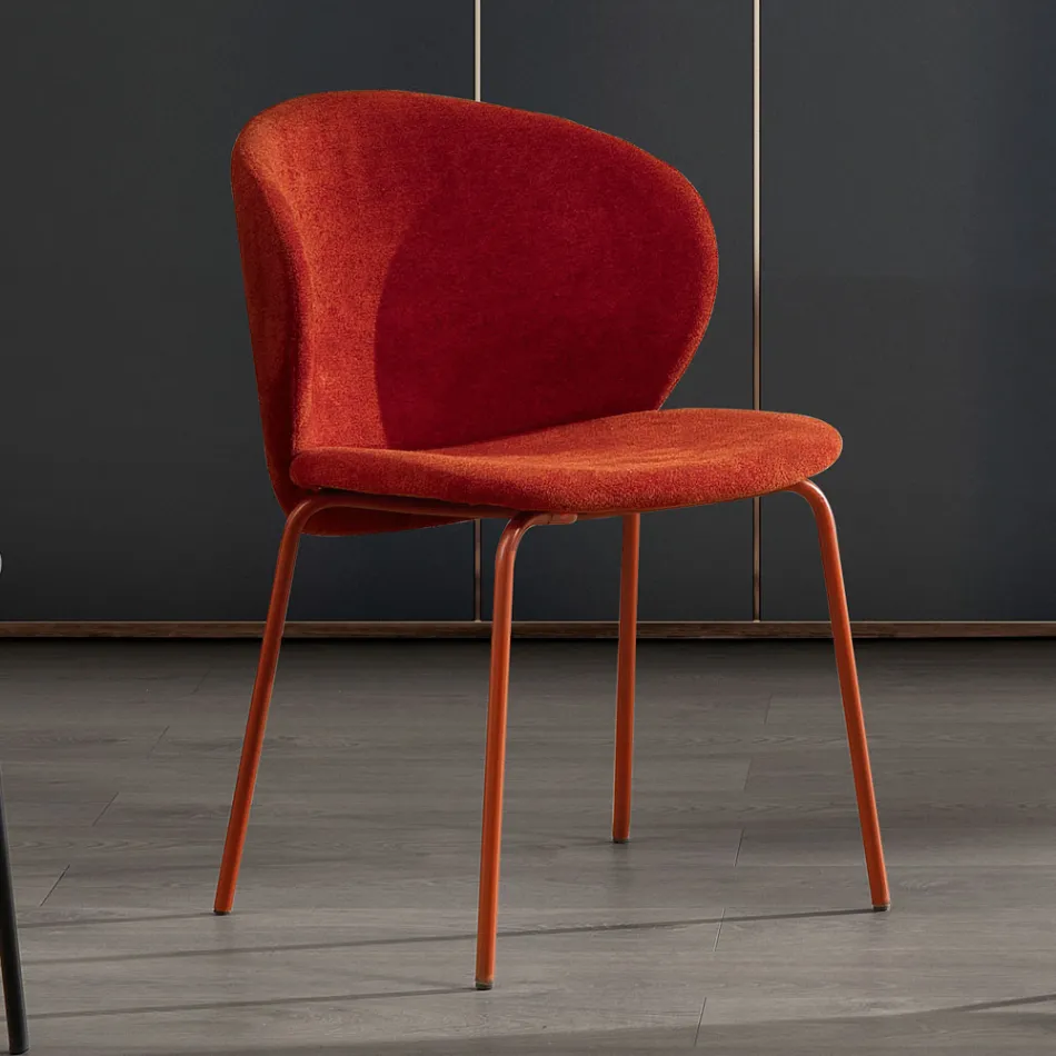 Chair with Monocoque Fabric Seat and Metal Legs Made in Italy - Ichigo Viadurini