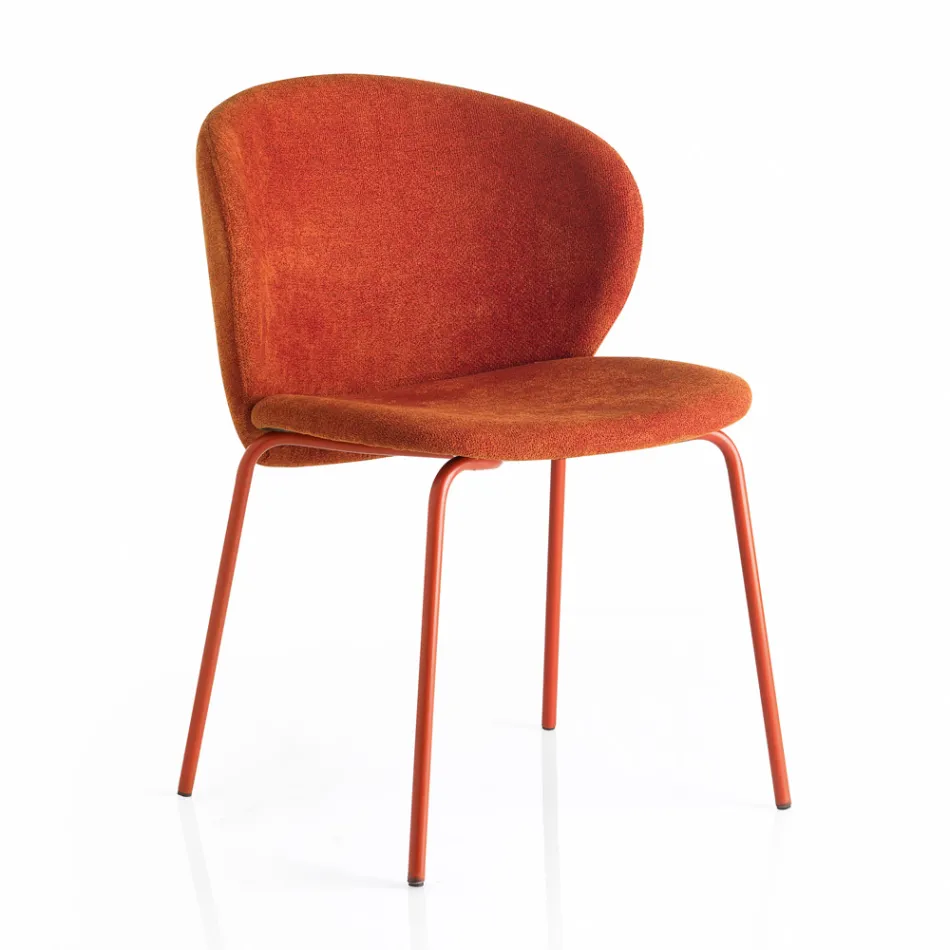 Chair with Monocoque Fabric Seat and Metal Legs Made in Italy - Ichigo Viadurini