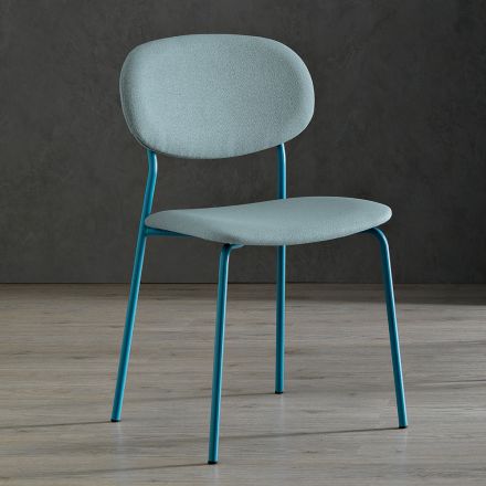 Chair with Metal Structure, Seat and Back in Fabric - Serenella Viadurini