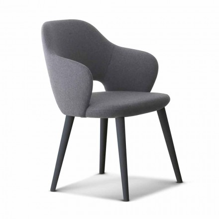 Kitchen Chair with Armrests in Fabric and Wood Made in Italy - Marchesi Viadurini