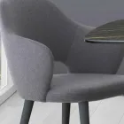 Kitchen Chair with Armrests in Fabric and Wood Made in Italy - Marchesi Viadurini