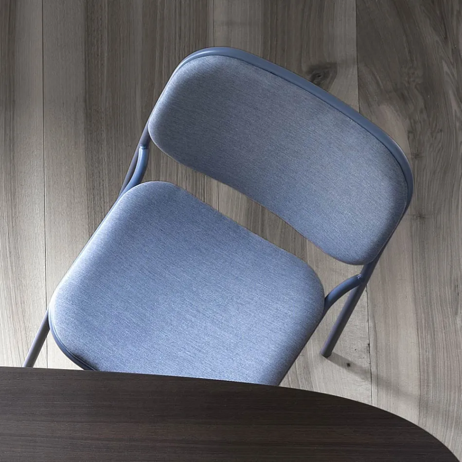 Upholstered Kitchen Chair in Fabric and Metal Made in Italy 2 Pieces - Sangria Viadurini