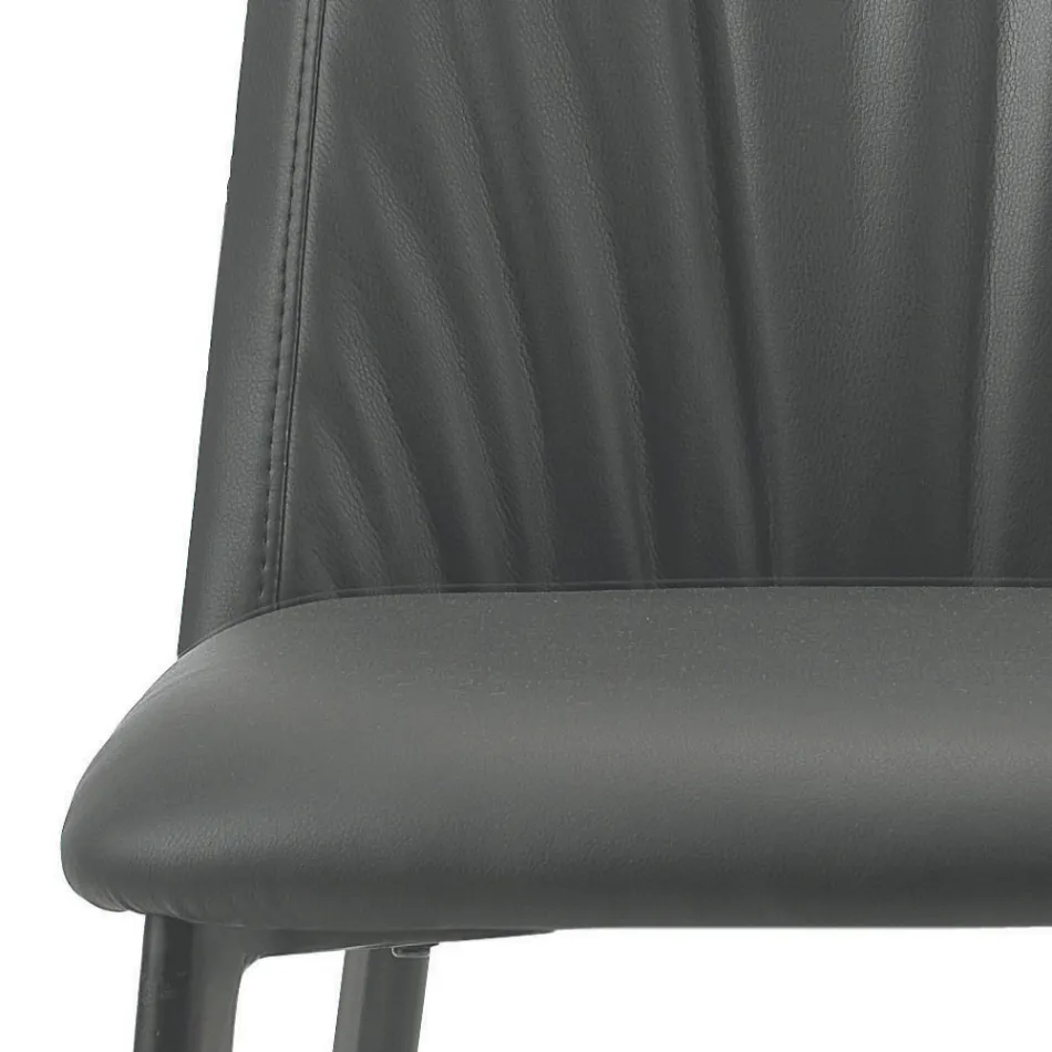 Kitchen Chair in Faux Leather and Steel Made in Italy 4 Pieces - Alexia Viadurini