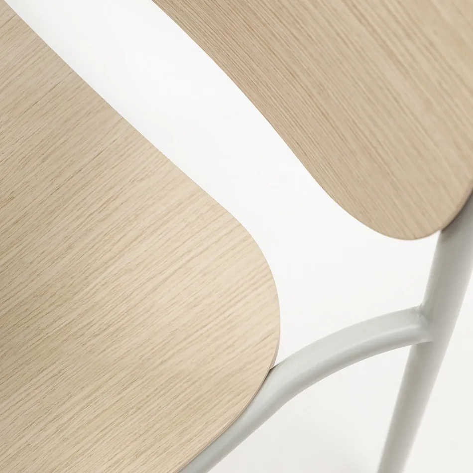 Kitchen Chair in Wood and Painted Metal Made in Italy 2 Pieces - Saffia Viadurini