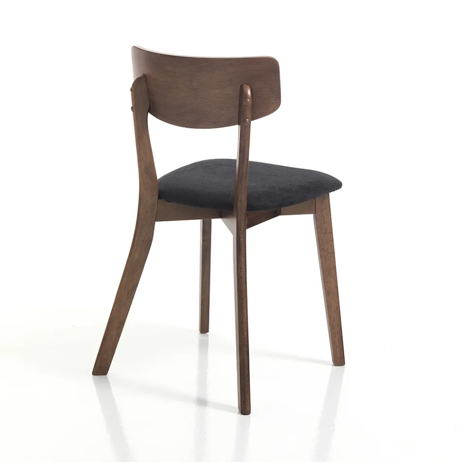 Fabric Kitchen Chair with 2 Piece Solid Wood Structure - Tonino Viadurini