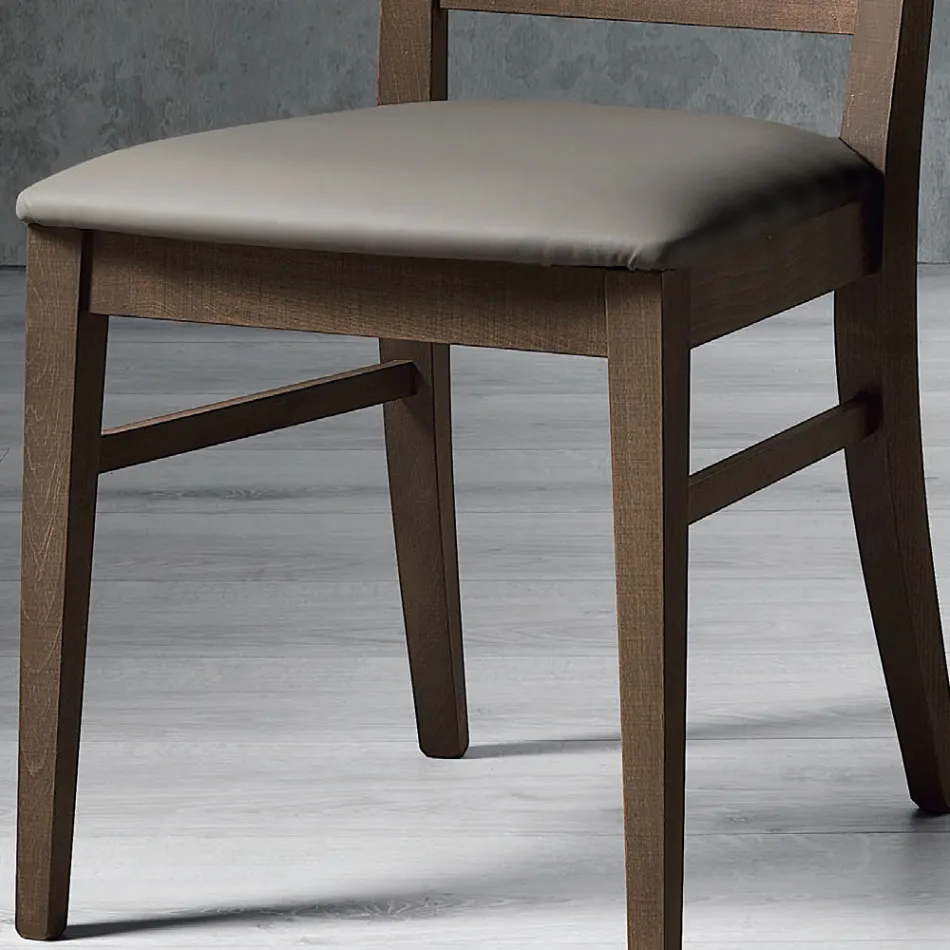 Kitchen Chair Solid Beech Wood and Ecoleather Italian Design - Rosita Viadurini