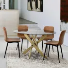 Vintage Design Kitchen or Lounge Chair in Steel and Eco-leather 2 Pcs - Rekko Viadurini