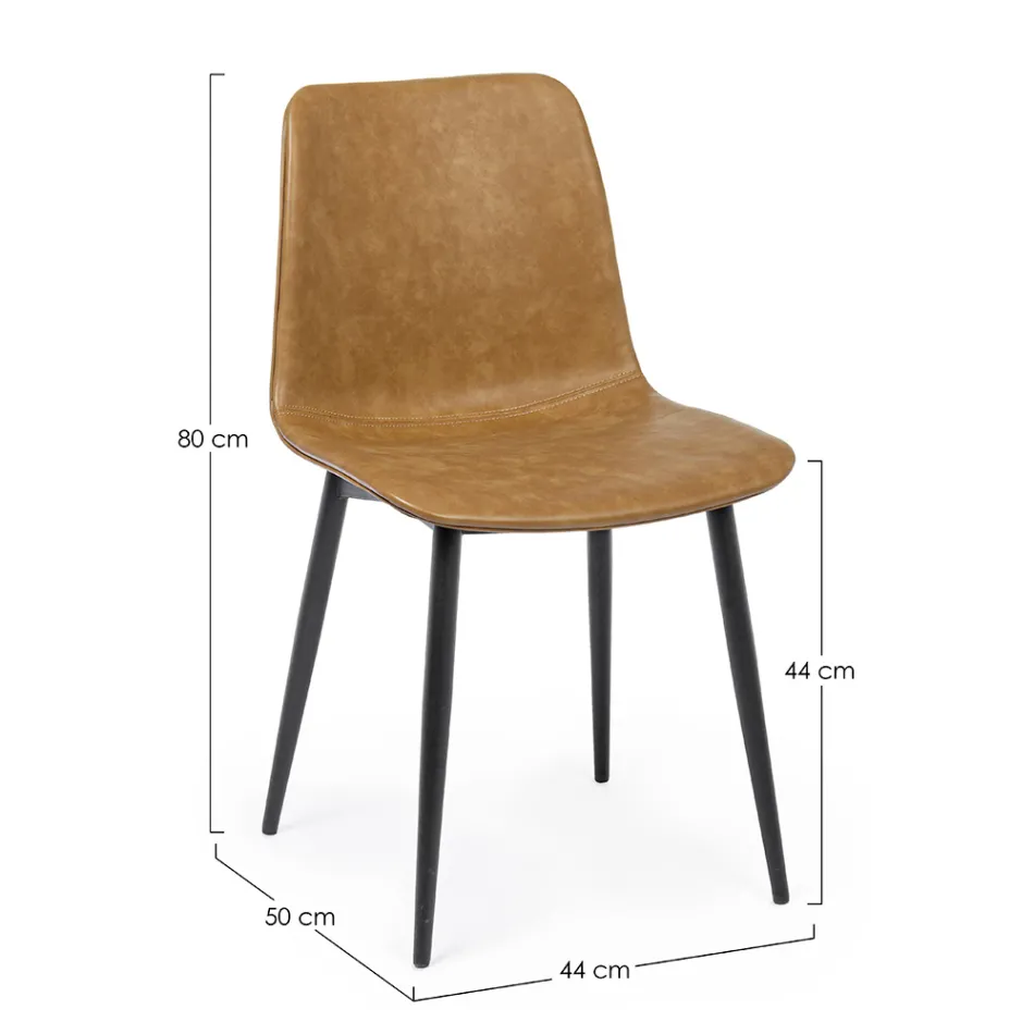 Vintage Design Kitchen or Lounge Chair in Steel and Eco-leather 2 Pcs - Rekko Viadurini