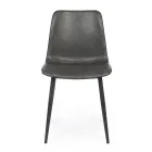 Vintage Design Kitchen or Lounge Chair in Steel and Eco-leather 2 Pcs - Rekko Viadurini