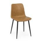 Vintage Design Kitchen or Lounge Chair in Steel and Eco-leather 2 Pcs - Rekko Viadurini