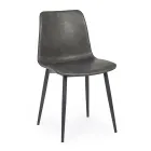 Vintage Design Kitchen or Lounge Chair in Steel and Eco-leather 2 Pcs - Rekko Viadurini