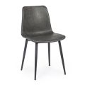 Vintage Design Kitchen or Lounge Chair in Steel and Eco-leather 2 Pcs - Rekko