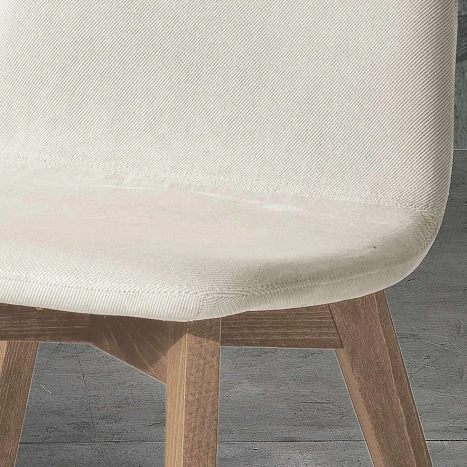 Design kitchen chair in wood and fabric made in Italy, Egizia Viadurini